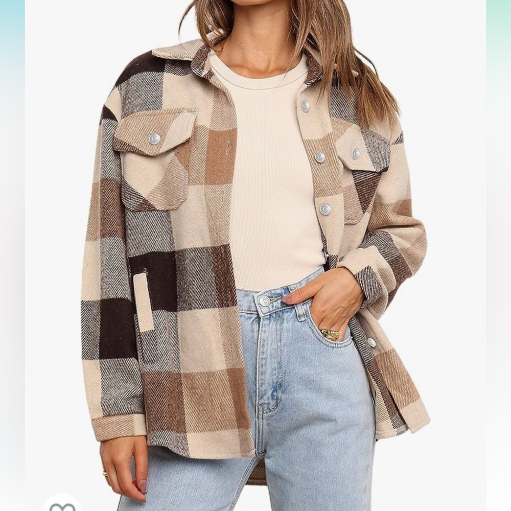 NWOT Plaid Shacket Wool Blend